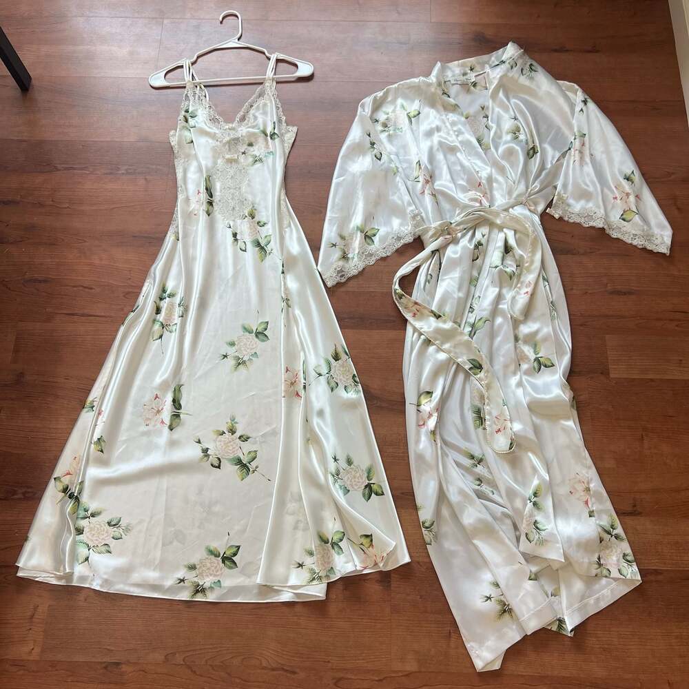 Vintage Christian Dior Le Connaisseur Lace Chemise Slip Nightgown Robe Set - Picture 11 of 11